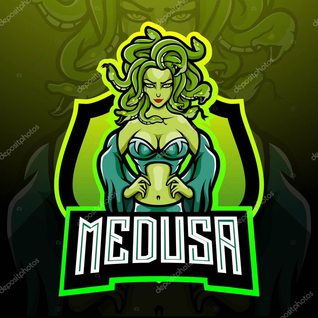 Medusa esport logo mascot design