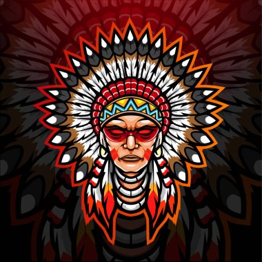 American indian esport logo mascot design. clipart
