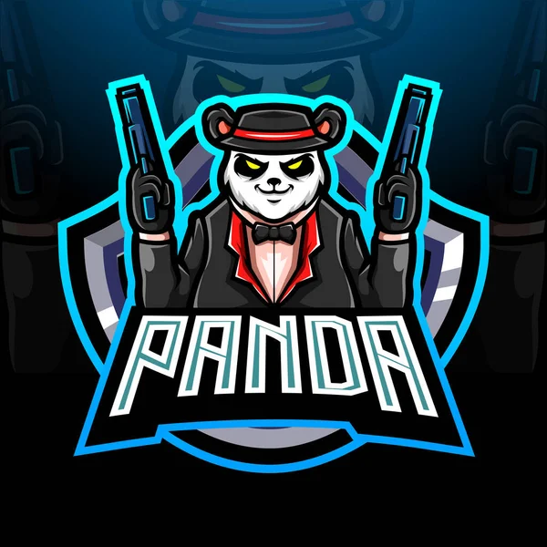 Panda Mafia Esport Logo Mascot Design — Vetor de Stock