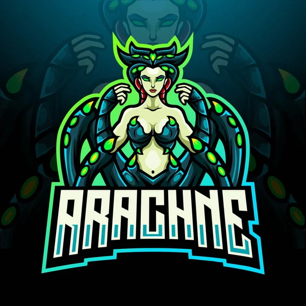 Arachne Esport Logo Mascot Design — Image vectorielle