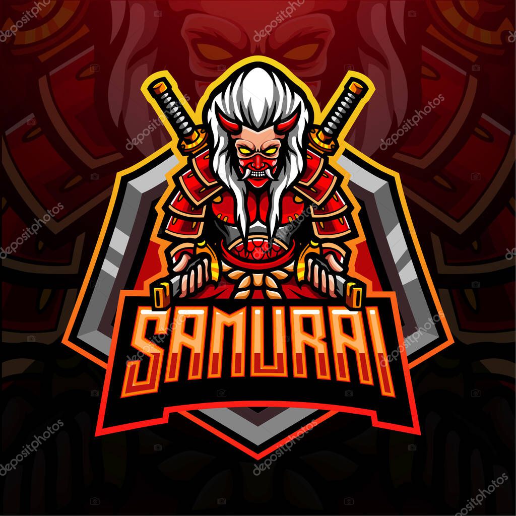 Samurai mascot esport logo design