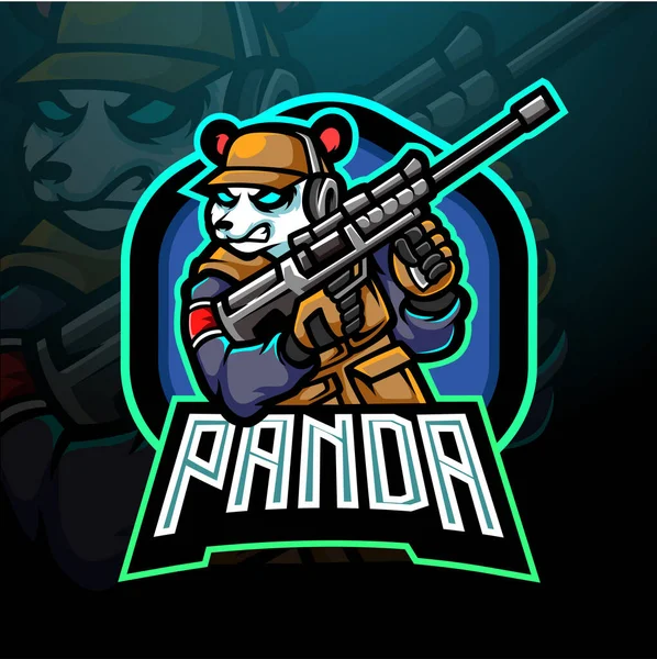 Panda Warrior Mascot Logo Esport Design — Archivo Imágenes Vectoriales