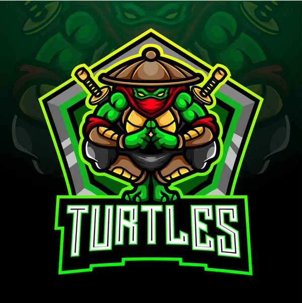 Schildkröte Esport Logo Maskottchen Design — Stockvektor