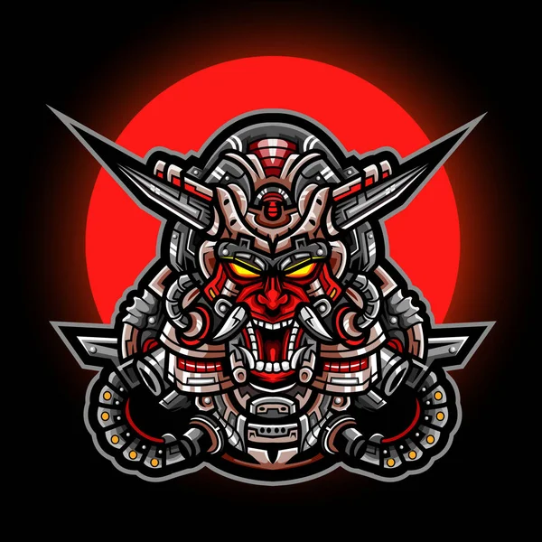 Samurai Mascota Esport Logo Design — Archivo Imágenes Vectoriales