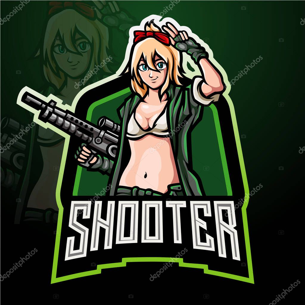 Shooter girls mascot esport logo design