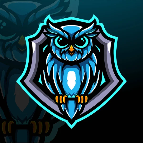 Gufo Esport Disegno Logo Della Mascotte — Vettoriale Stock