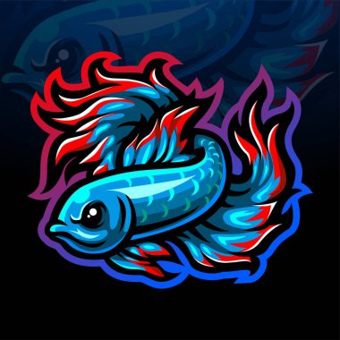 Betta balık maskotu esport logosu tasarımı