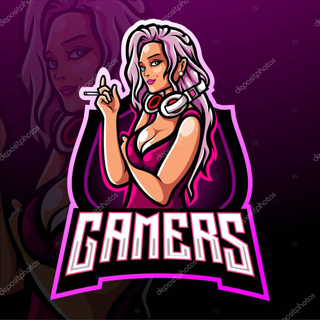 Gamer girl esport logo mascot design