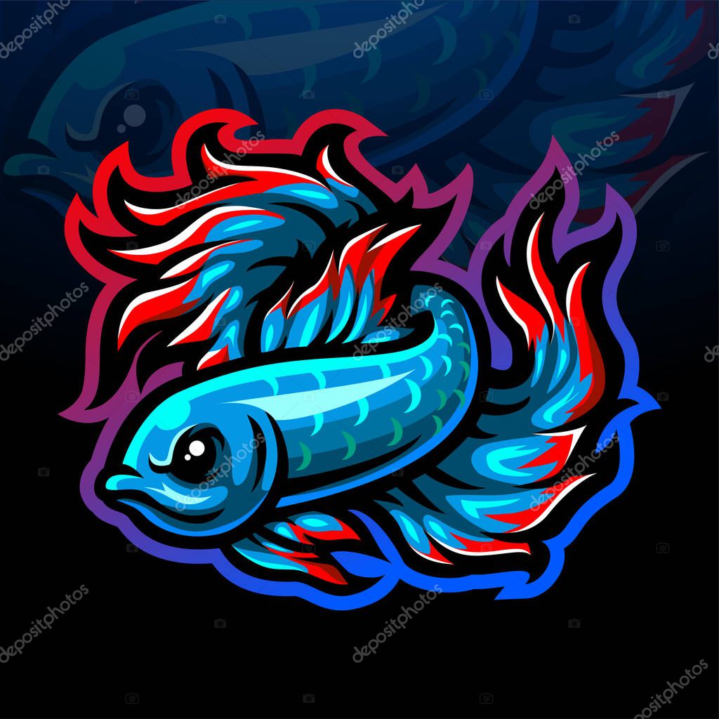 Betta fish mascot esport logo design