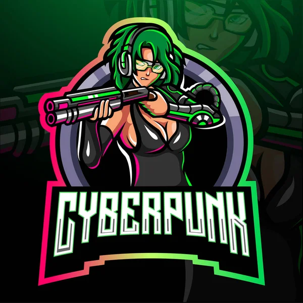 Cyberpunk Esport Logo Mascotte Ontwerp — Stockvector
