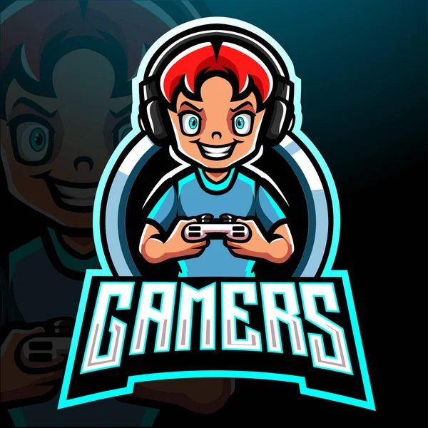 Gamer Kid Esport Logo Mascot Design — Stock vektor