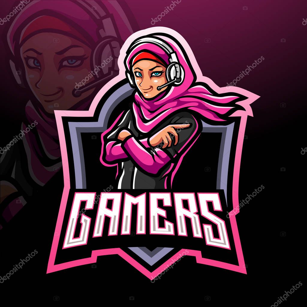 Girl gamer e-sport mascot design