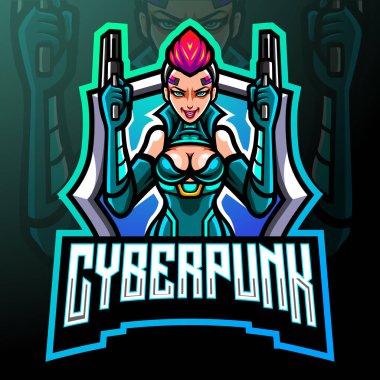 Siber punk maskotu. esport logo tasarımı