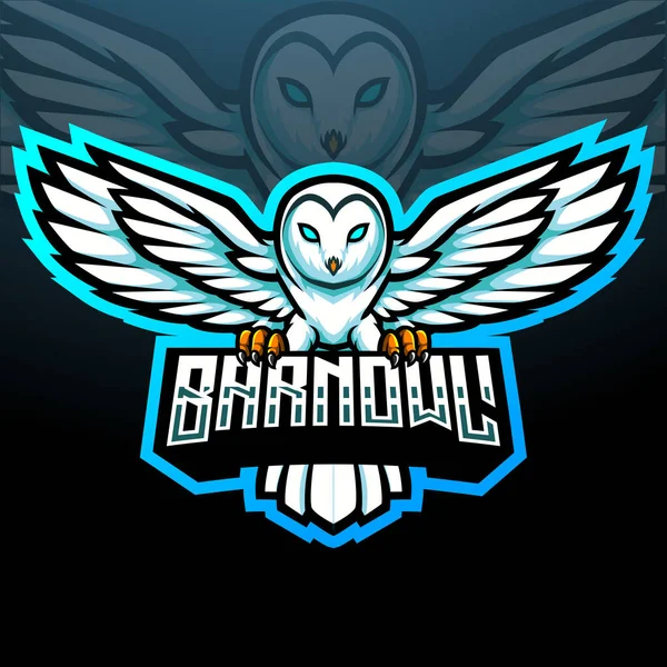 Conception Mascotte Logo Esport Hibou Grange — Image vectorielle