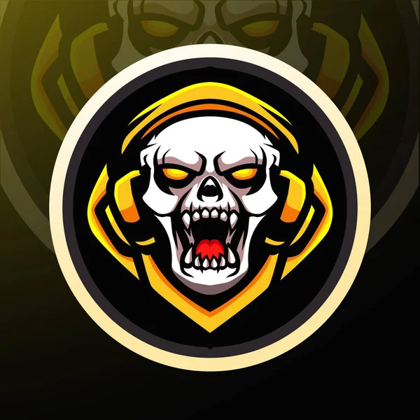 Skull Head Mascot Esport Logo Design —  Vetores de Stock