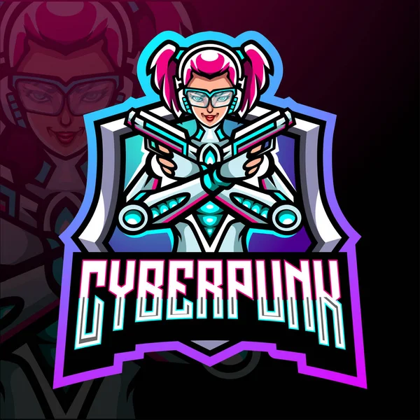 Maskot Cyber Punk Desain Logo Esport - Stok Vektor