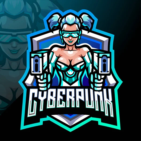 Maskot Cyber Punk Desain Logo Esport - Stok Vektor