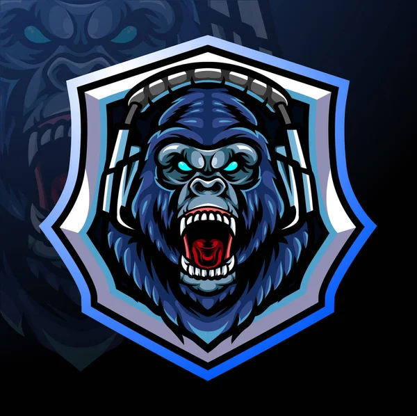 Mascotte Gorille Design Logo Esport — Image vectorielle