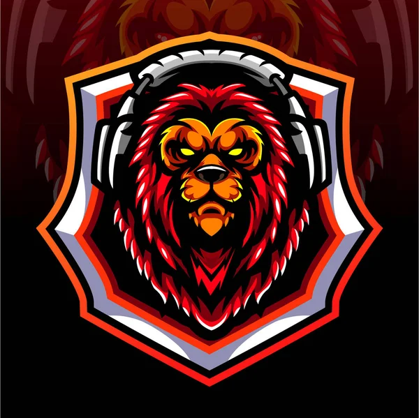 Mascotte Tête Lion Design Logo Esport — Image vectorielle