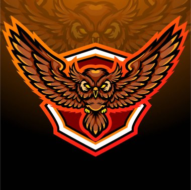 Baykuş maskotu. esport logo tasarımı
