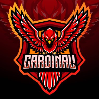 Kardinal kuş maskotu. esport logo tasarımı