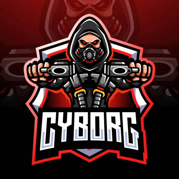 Cyborg Gunners Esport Maskot Logo Design — Stockový vektor