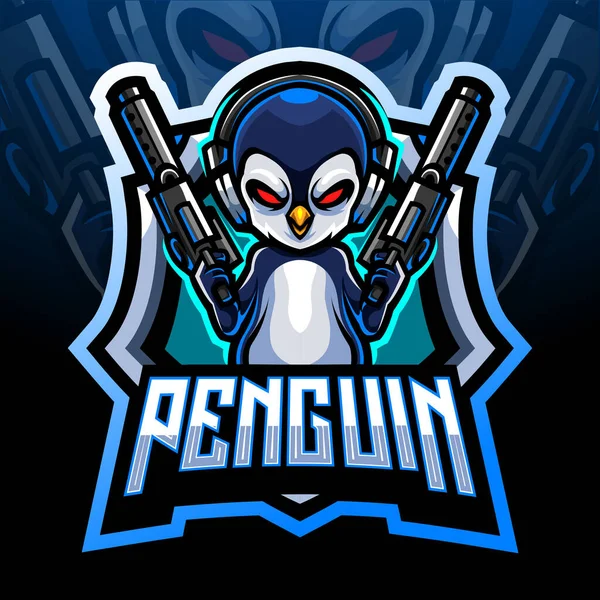 Pingvin Tüzér Kabala Esport Logó Kialakítása — Stock Vector