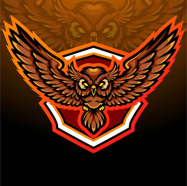 Búho Mascota Pájaro Diseño Del Logo Esport — Vector de stock