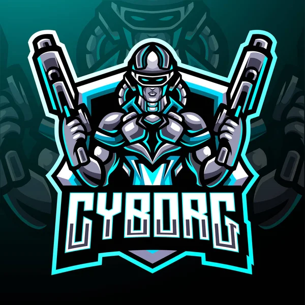 Cyborg Gunners Mascot Esport Logo Design — Vector de stock