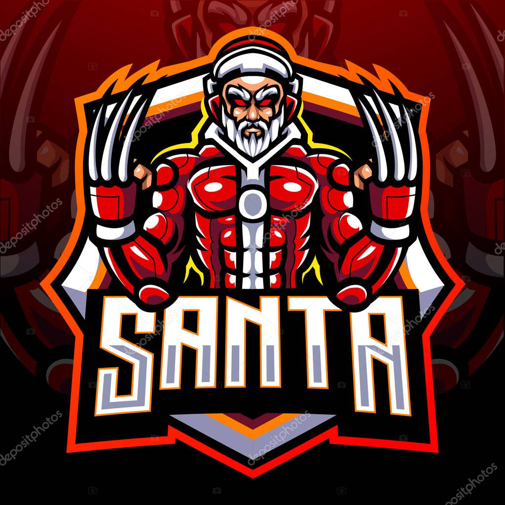 Santa cyborg mascot. esport logo design