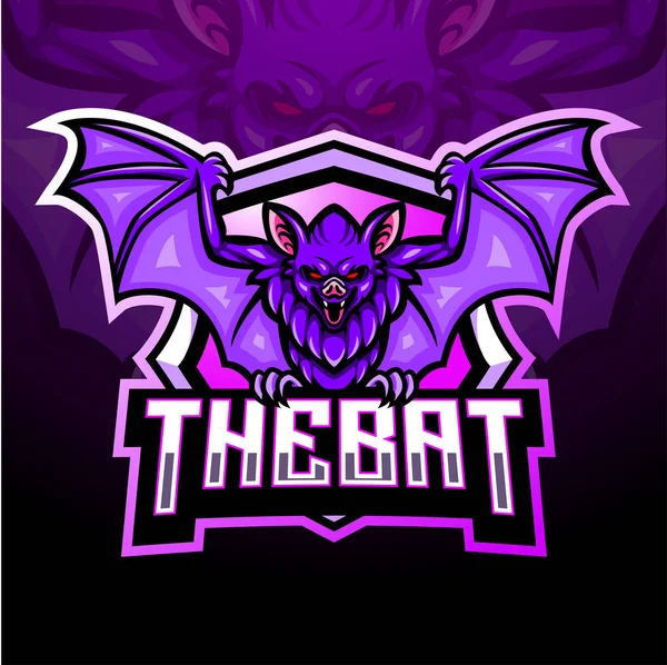 Bat Mascot Esport Logo Design —  Vetores de Stock