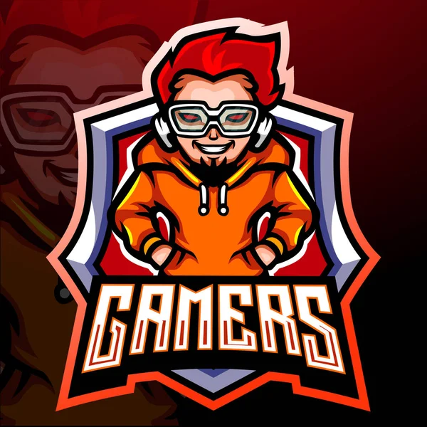 Mascote Gamer Design Logotipo Esport —  Vetores de Stock