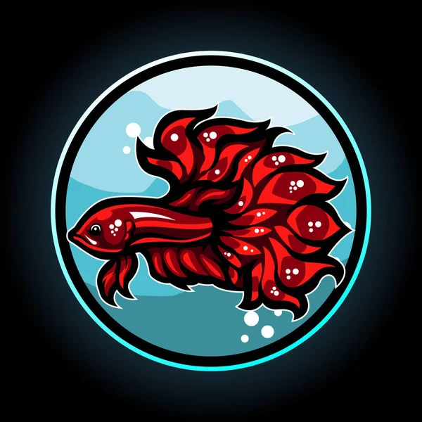 Mascote Peixe Betta Design Logotipo Esport — Vetor de Stock