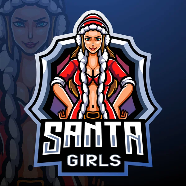 Mascotte Santa Girls Design Logo Esport — Image vectorielle