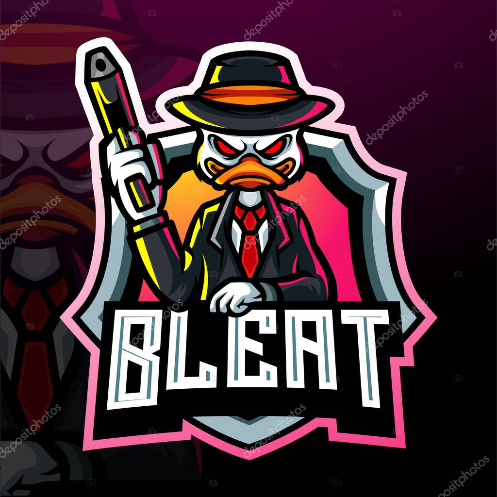 Duck gunners mascot. esport logo design