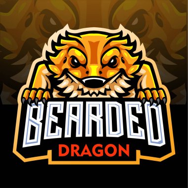Sakallı ejderha maskotu. esport logo tasarımı