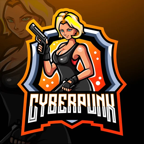 Mascota Cyberpunk Diseño Del Logo Esport — Vector de stock