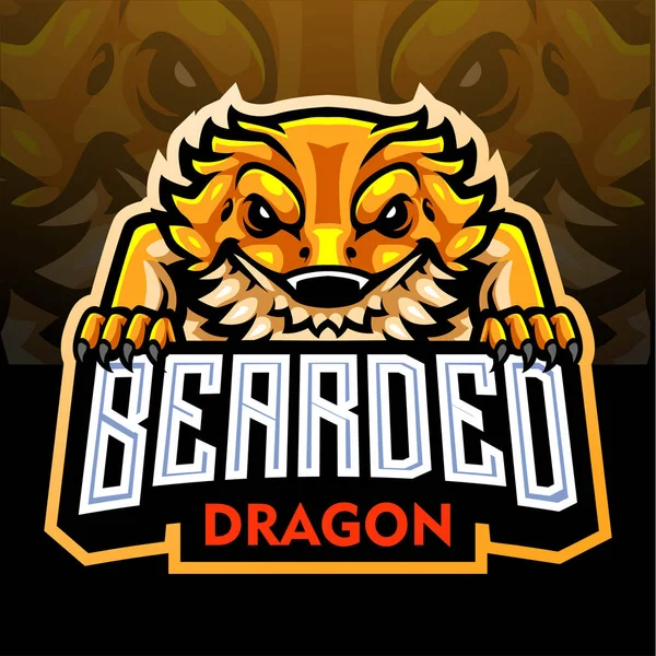 Mascota Dragón Barbudo Diseño Del Logo Esport — Vector de stock