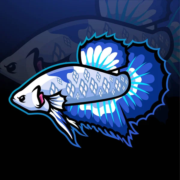 Mascote Peixe Betta Design Logotipo Esport — Vetor de Stock