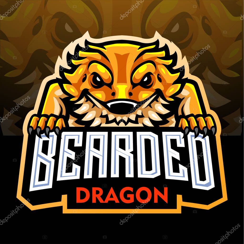 Bearded dragon mascot. esport logo design