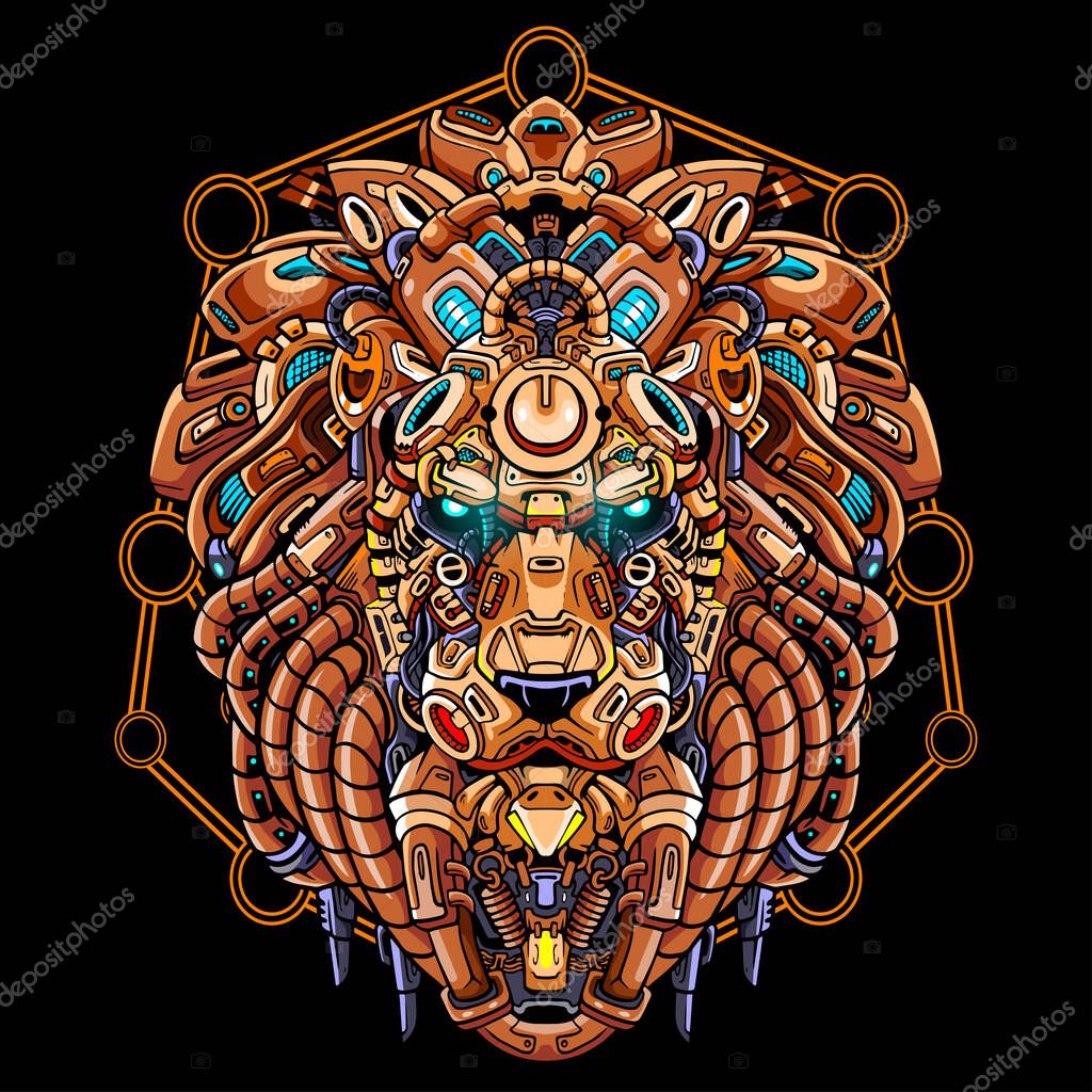 Lion head mascot. esport logo design.