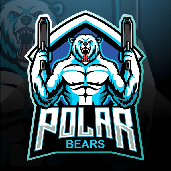 Mascota Oso Polar Diseño Del Logo Esport — Archivo Imágenes Vectoriales