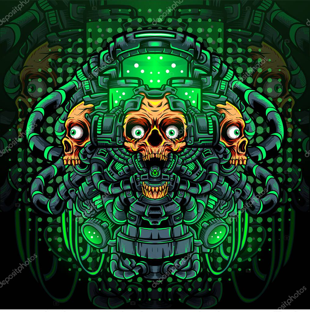 Toxic skull mascot. esport logo design