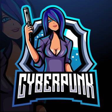 Siber punk maskotu. esport logo tasarımı