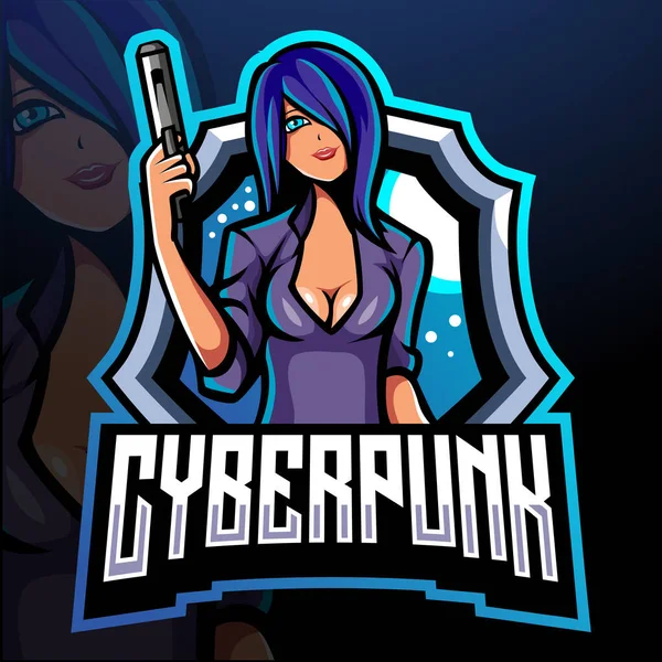Mascotte Cyberpunk Design Logo Esport — Image vectorielle