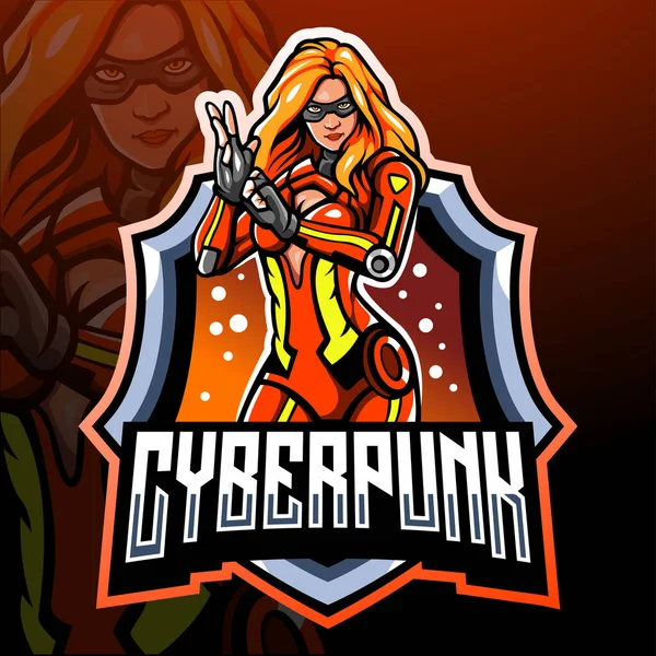 Mascote Cyberpunk Design Logotipo Esport —  Vetores de Stock