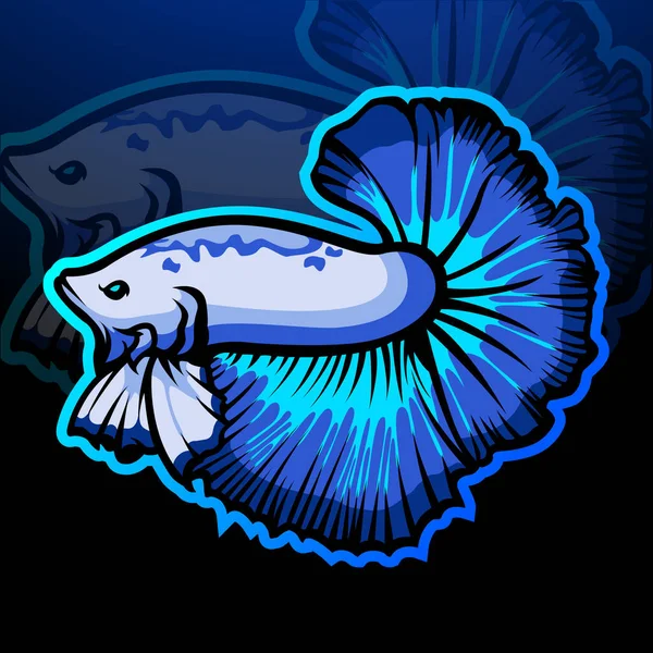 Betta Fish Mascot Esport Logo Design — Stock Vector
