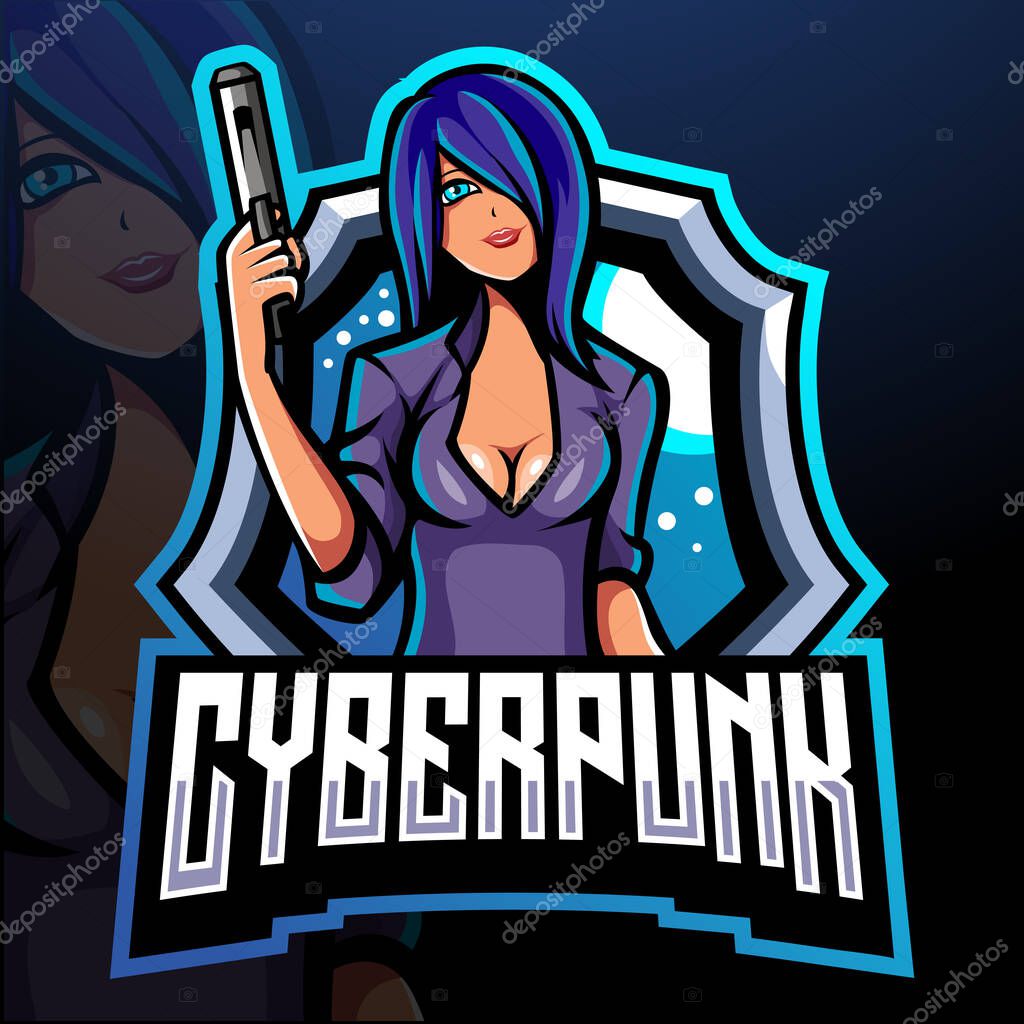 Cyberpunk mascot. esport logo design