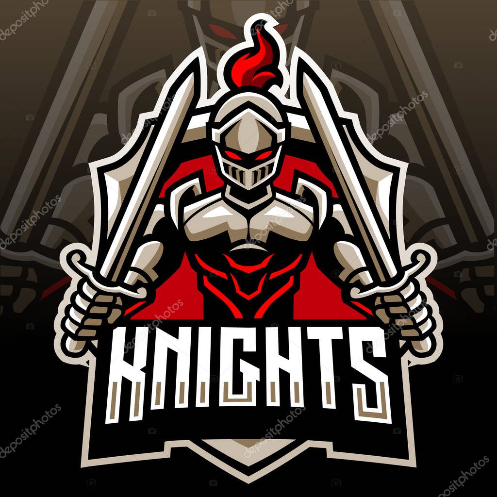 Knight mascot. esport logo design.