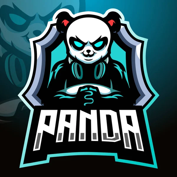 Mascote Panda Design Logotipo Esport — Vetor de Stock